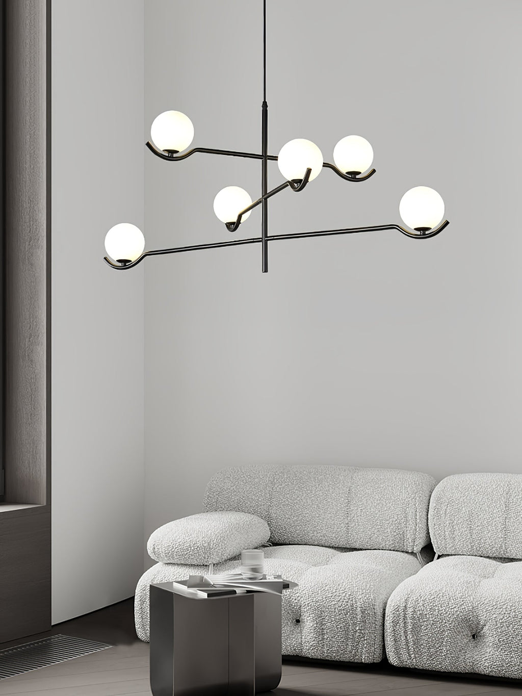 LED Pendant Light | Adjustable Height, Metal & Glass Design for Modern Indoor Spaces
