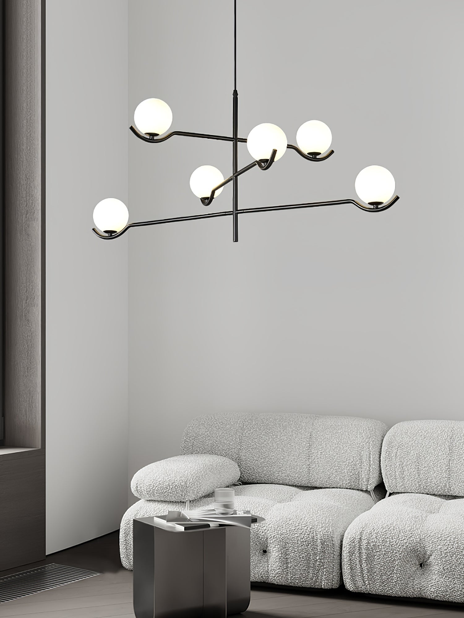 LED Pendant Light | Adjustable Height, Metal & Glass Design for Modern Indoor Spaces