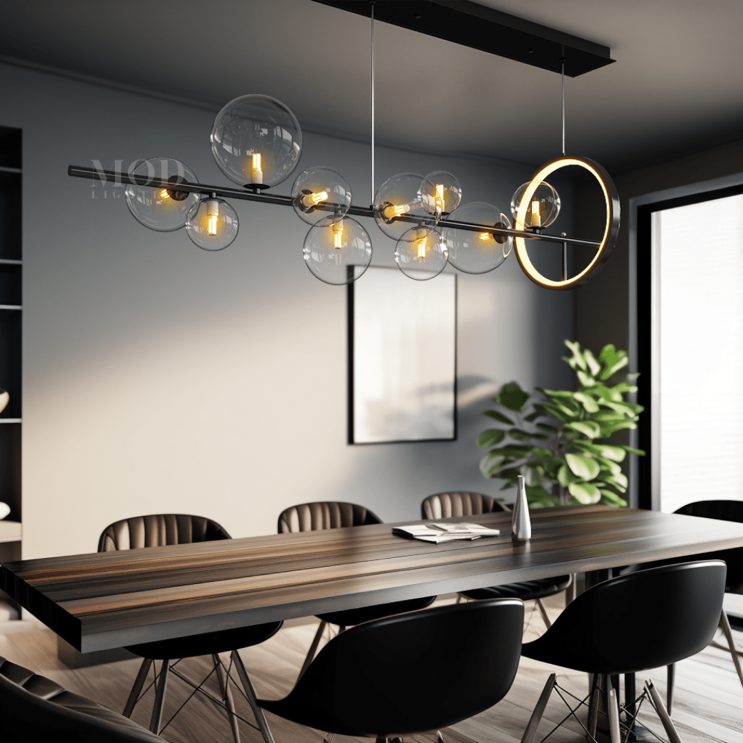 Bailey Nordic Minimalist Chandelier – Handmade Metal & Glass LED Lighting Fixture for Living & Dining Rooms