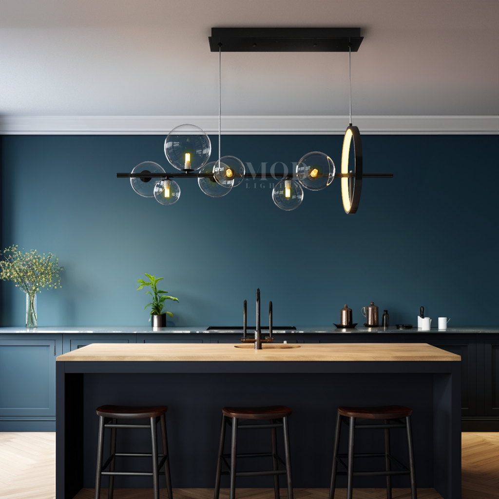 Bailey Nordic Minimalist Chandelier – Handmade Metal & Glass LED Lighting Fixture for Living & Dining Rooms