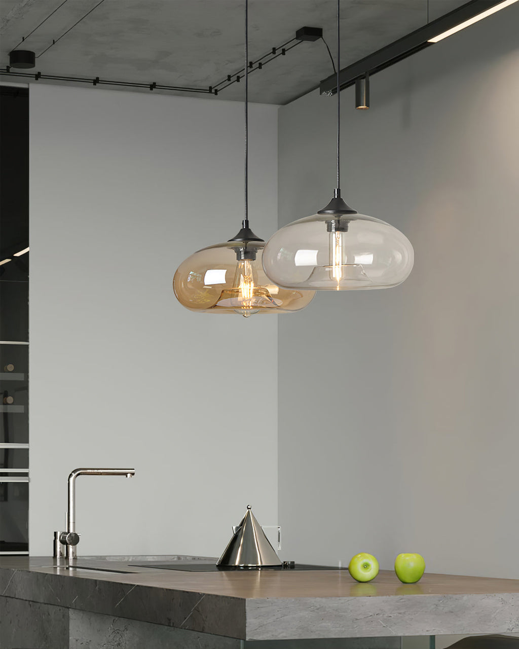 LED Glass Pendant Lamp - Modern Hanging Light Fixture - Adjustable for Kitchen Island & Dining Room