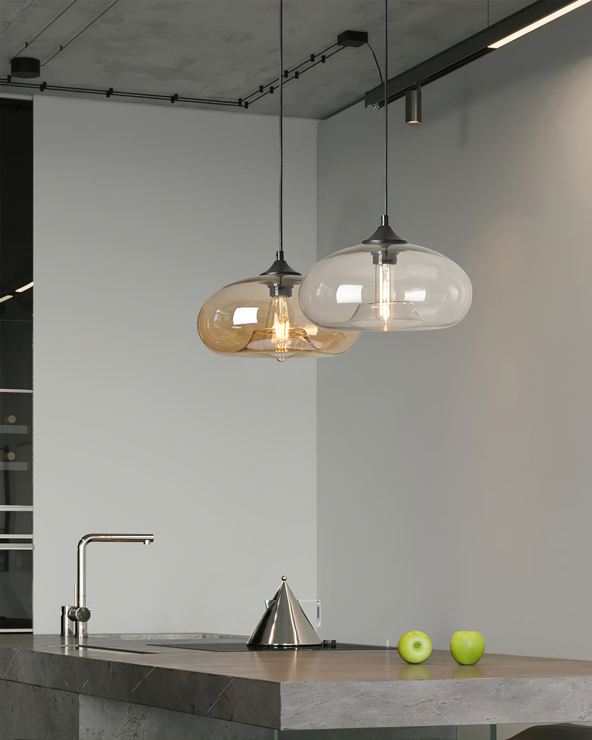 LED Glass Pendant Lamp - Modern Hanging Light Fixture - Adjustable for Kitchen Island & Dining Room