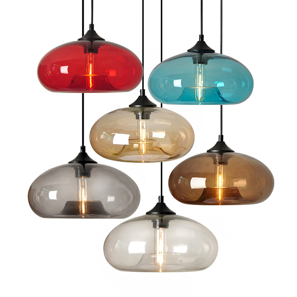 LED Glass Pendant Lamp - Modern Hanging Light Fixture - Adjustable for Kitchen Island & Dining Room