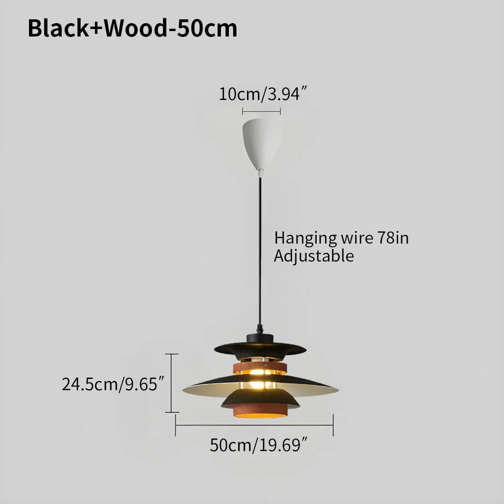 UFO Pendant Light | Adjustable Height, Durable Metal & Wood Design for Kitchen and Dining Areas