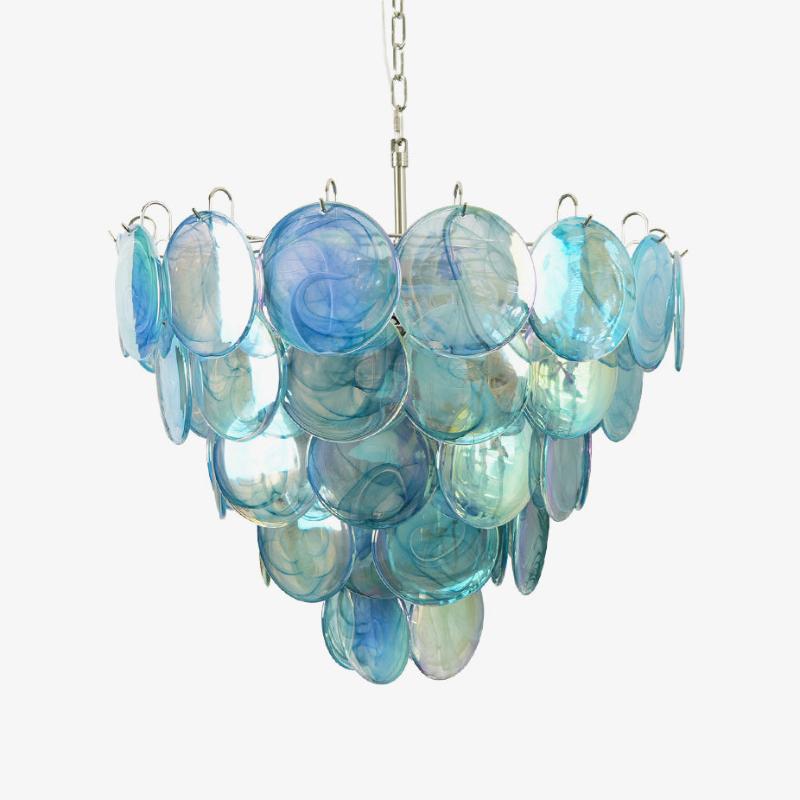 Murano Glass Disc Chandelier - Modern Pendant Light Fixture for Dining Room & Living Room Decor
