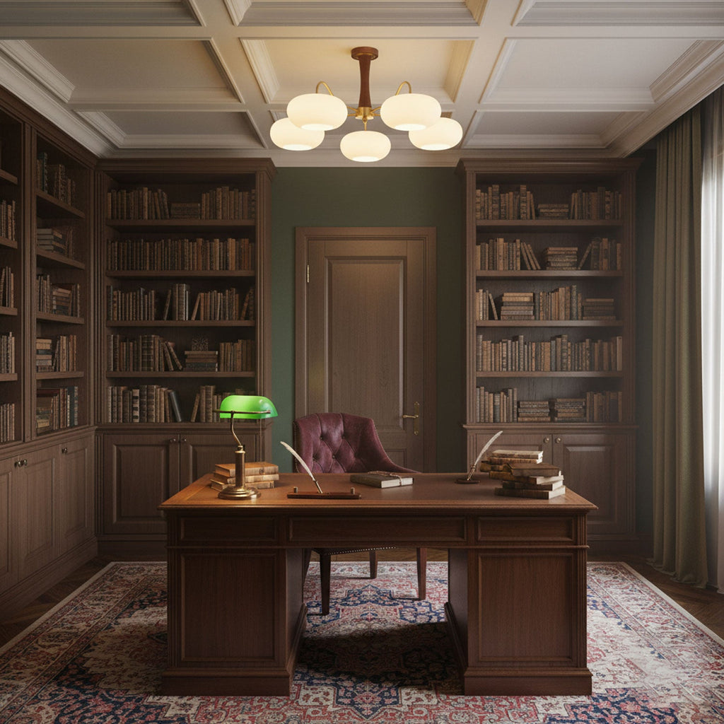 Brass Wooden Persimmon Chandelier | Intricate Glass Design & LED Compatible for Living Room, Hallway, or Bedroom