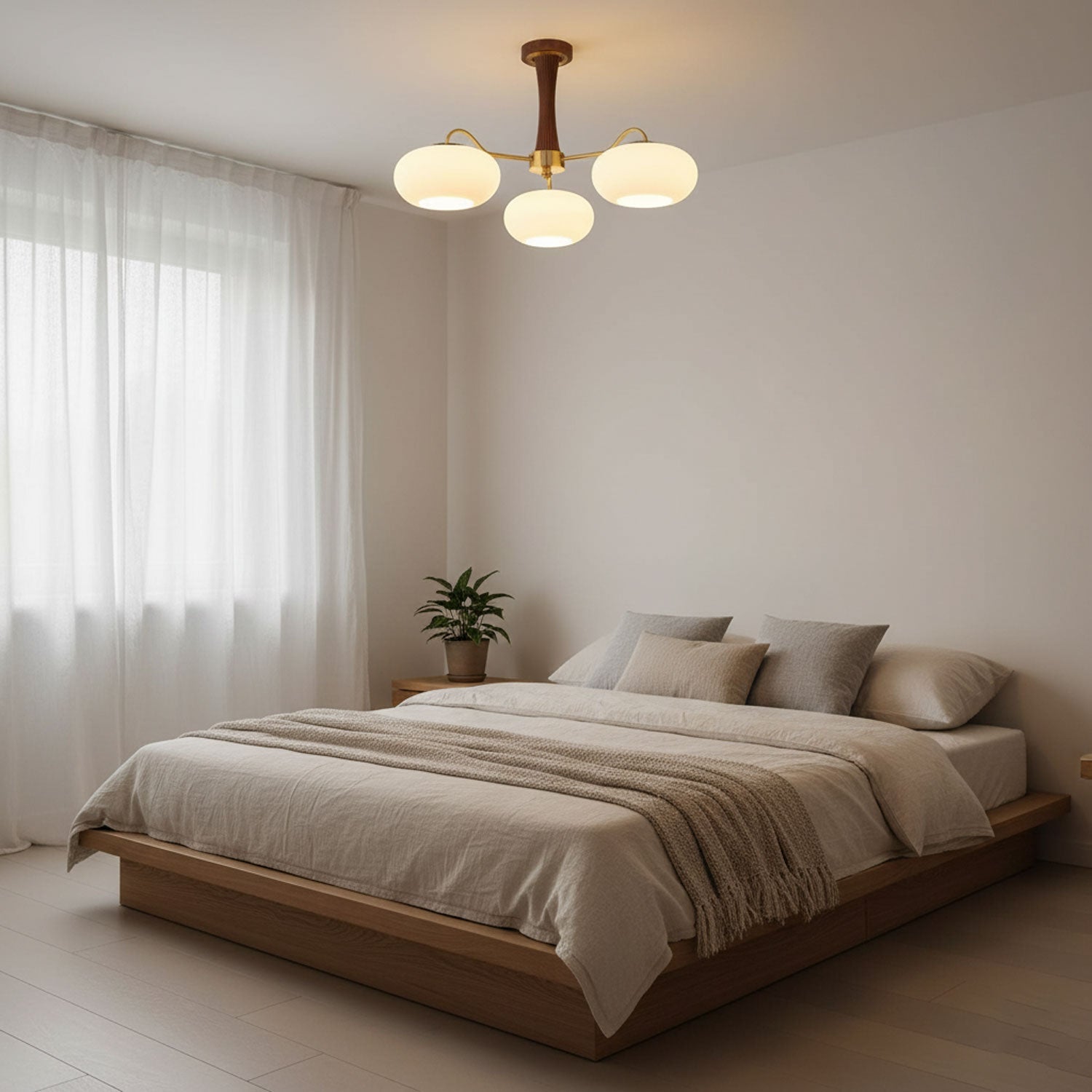 Brass Wooden Persimmon Chandelier | Intricate Glass Design & LED Compatible for Living Room, Hallway, or Bedroom