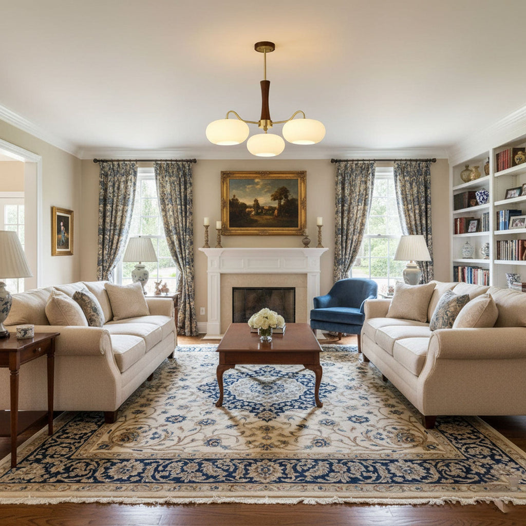 Brass Wooden Persimmon Chandelier | Intricate Glass Design & LED Compatible for Living Room, Hallway, or Bedroom