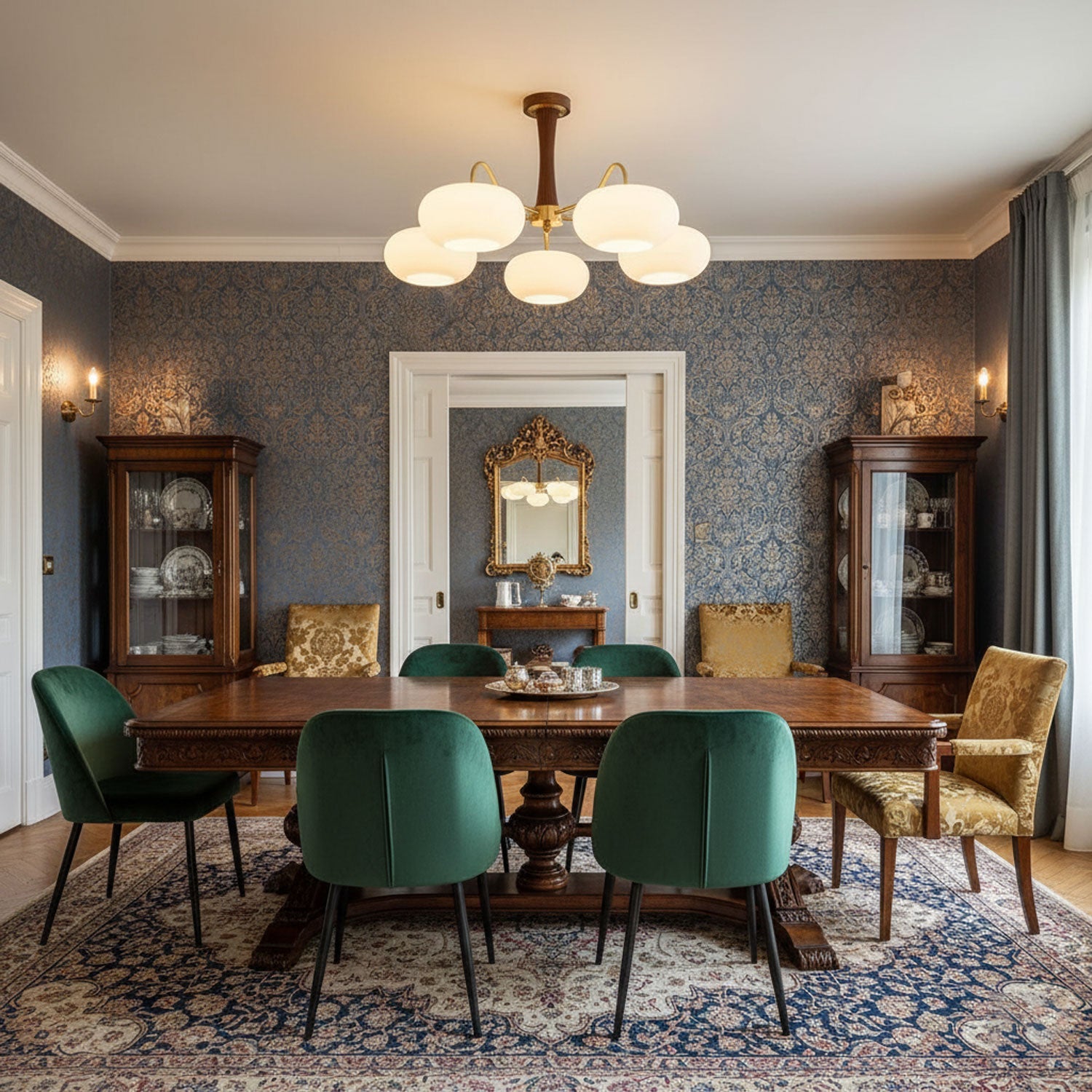 Brass Wooden Persimmon Chandelier | Intricate Glass Design & LED Compatible for Living Room, Hallway, or Bedroom