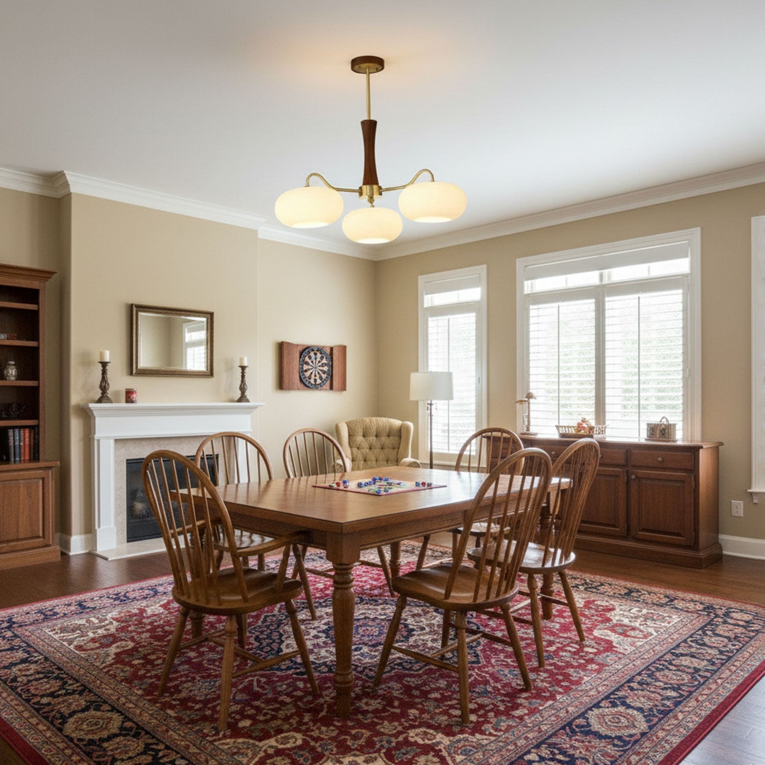 Brass Wooden Persimmon Chandelier | Intricate Glass Design & LED Compatible for Living Room, Hallway, or Bedroom