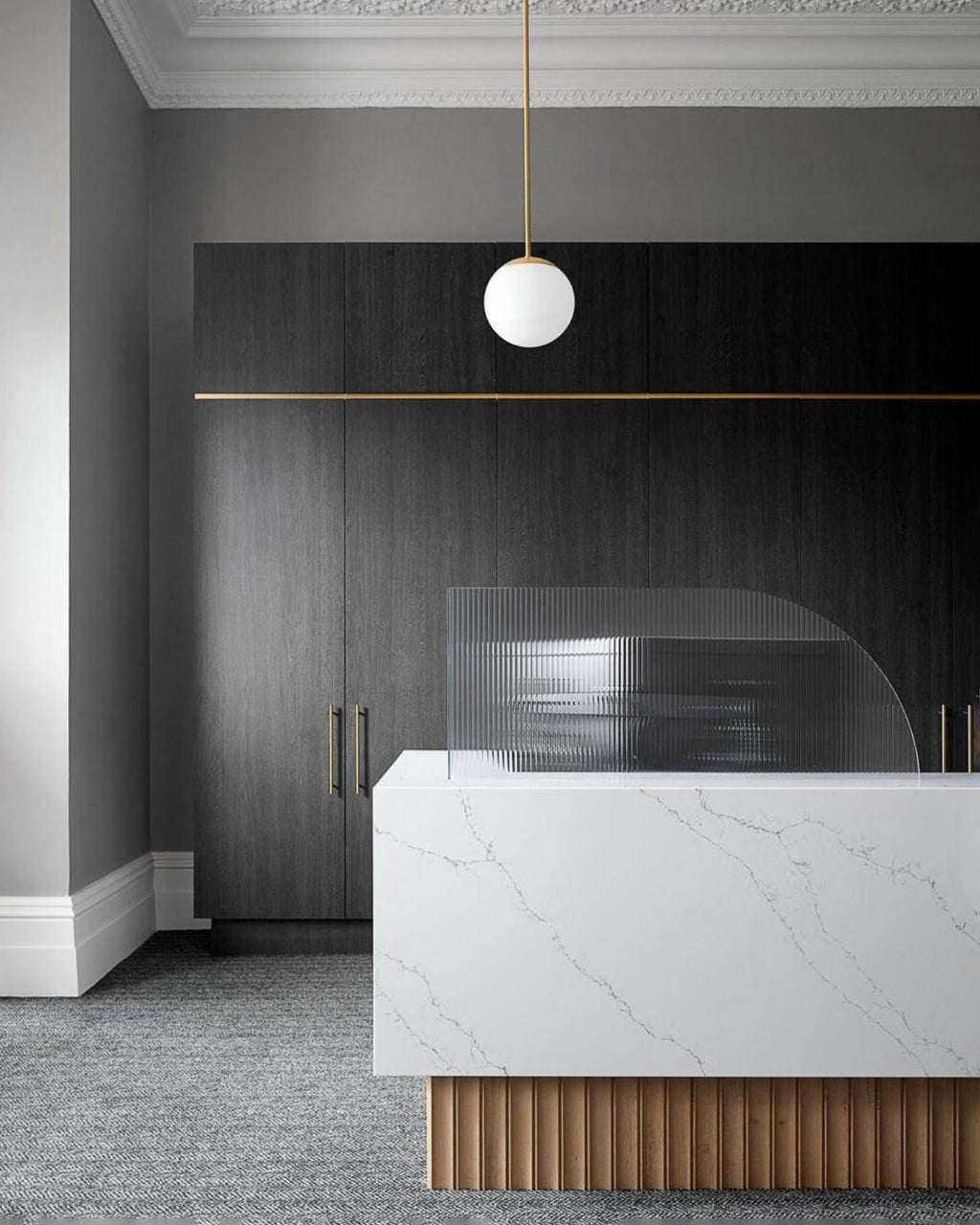 Brass Pendant Lamp | Mouth-Blown Opal Glass, Adjustable Height & Ideal for Modern Indoor Spaces