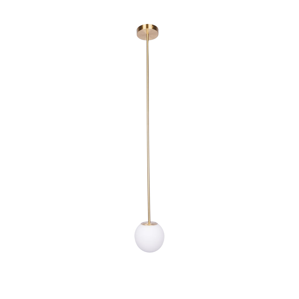 Brass Pendant Lamp | Mouth-Blown Opal Glass, Adjustable Height & Ideal for Modern Indoor Spaces