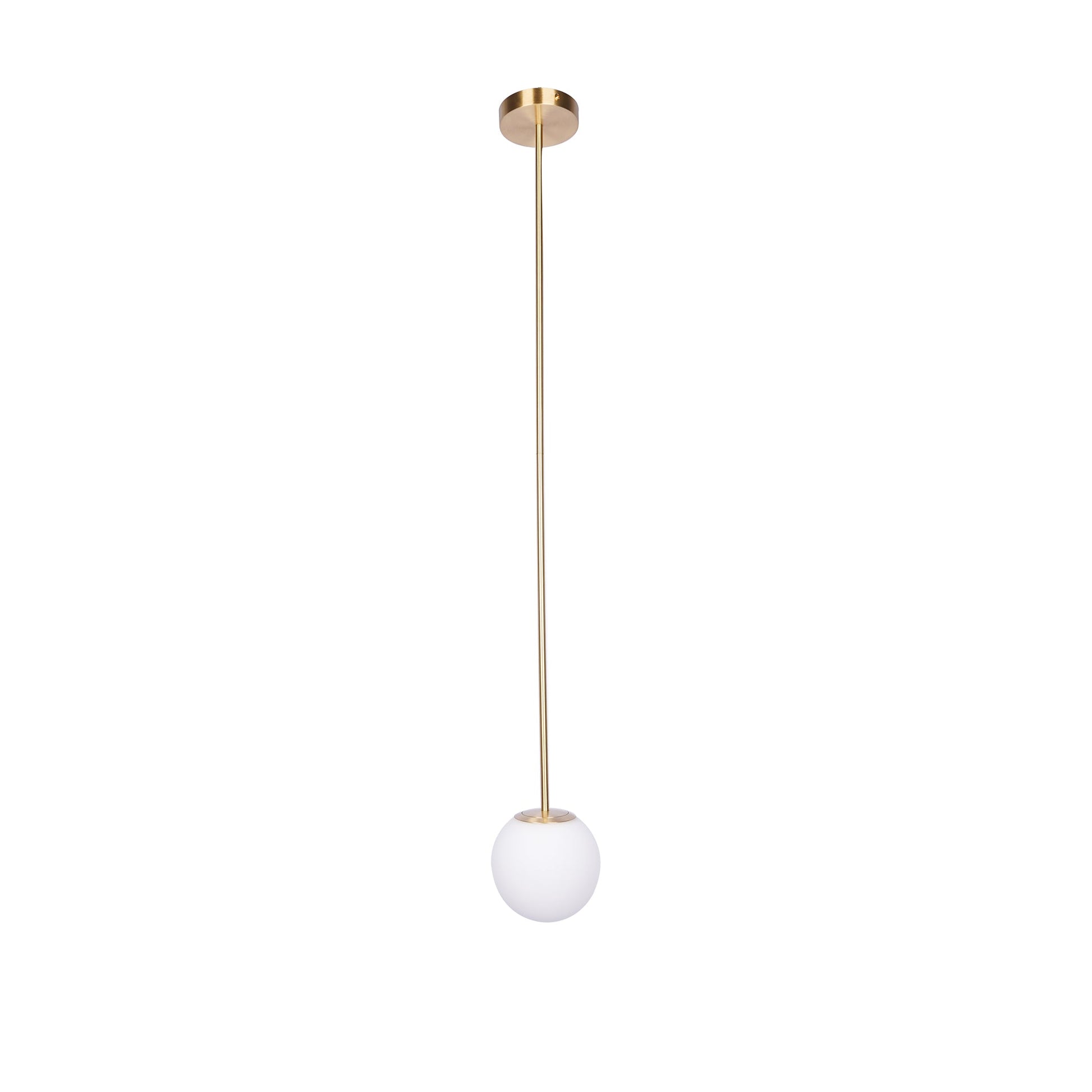 Brass Pendant Lamp | Mouth-Blown Opal Glass, Adjustable Height & Ideal for Modern Indoor Spaces