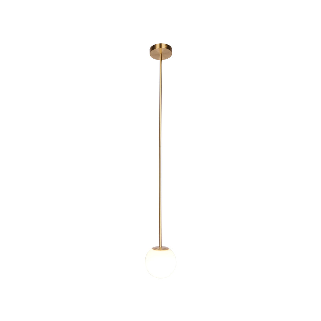 Brass Pendant Lamp | Mouth-Blown Opal Glass, Adjustable Height & Ideal for Modern Indoor Spaces