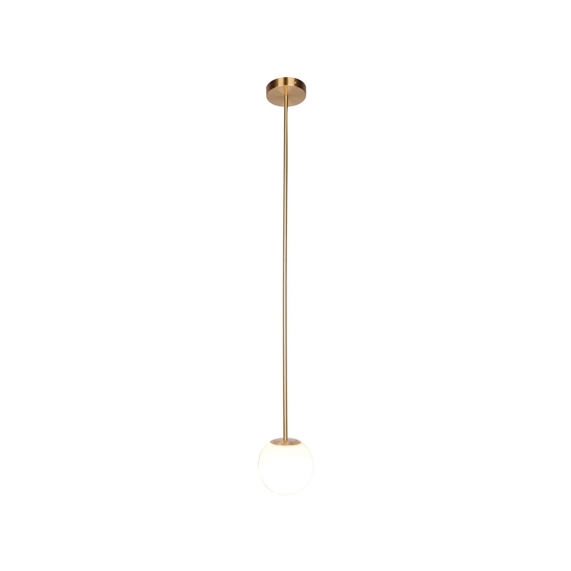 Brass Pendant Lamp | Mouth-Blown Opal Glass, Adjustable Height & Ideal for Modern Indoor Spaces