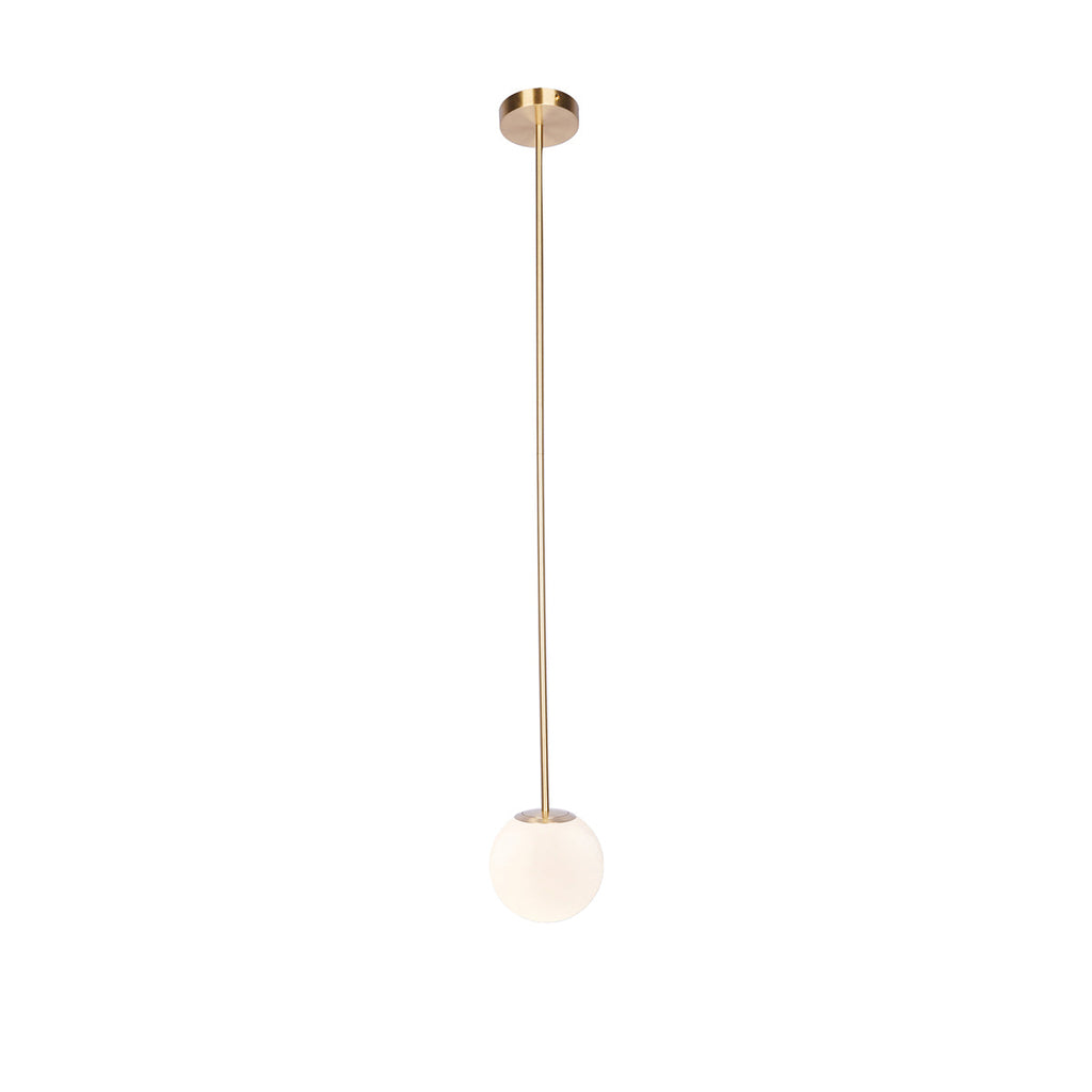 Brass Pendant Lamp | Mouth-Blown Opal Glass, Adjustable Height & Ideal for Modern Indoor Spaces