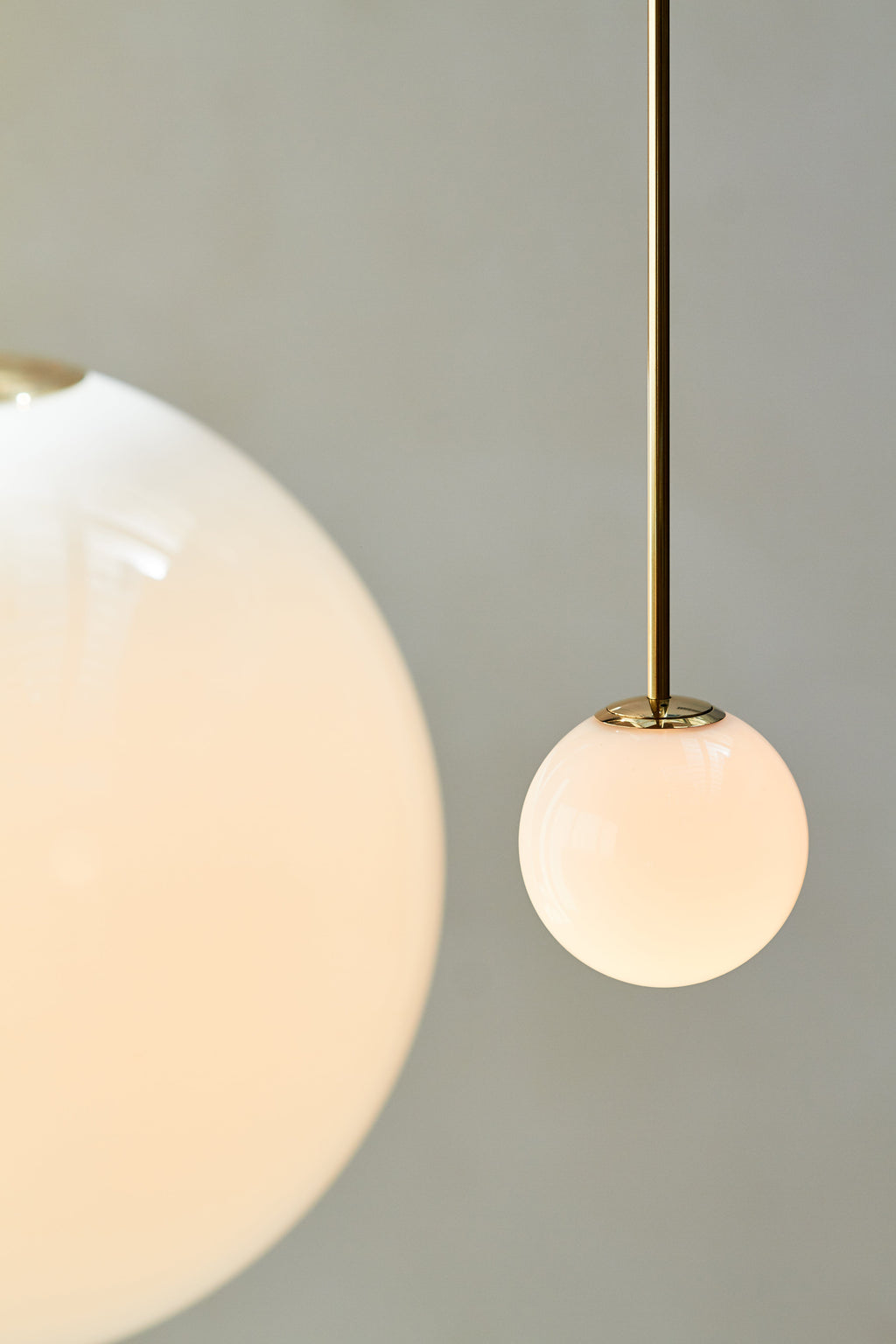 Brass Pendant Lamp | Mouth-Blown Opal Glass, Adjustable Height & Ideal for Modern Indoor Spaces