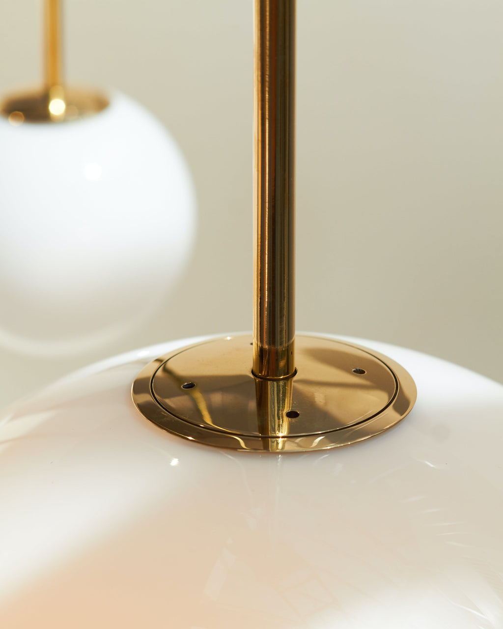 Brass Pendant Lamp | Mouth-Blown Opal Glass, Adjustable Height & Ideal for Modern Indoor Spaces