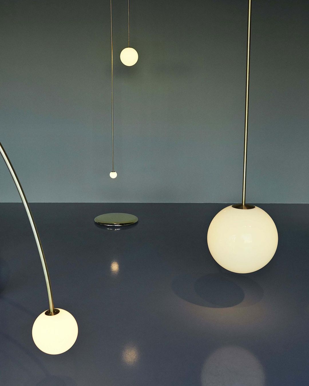 Brass Pendant Lamp | Mouth-Blown Opal Glass, Adjustable Height & Ideal for Modern Indoor Spaces