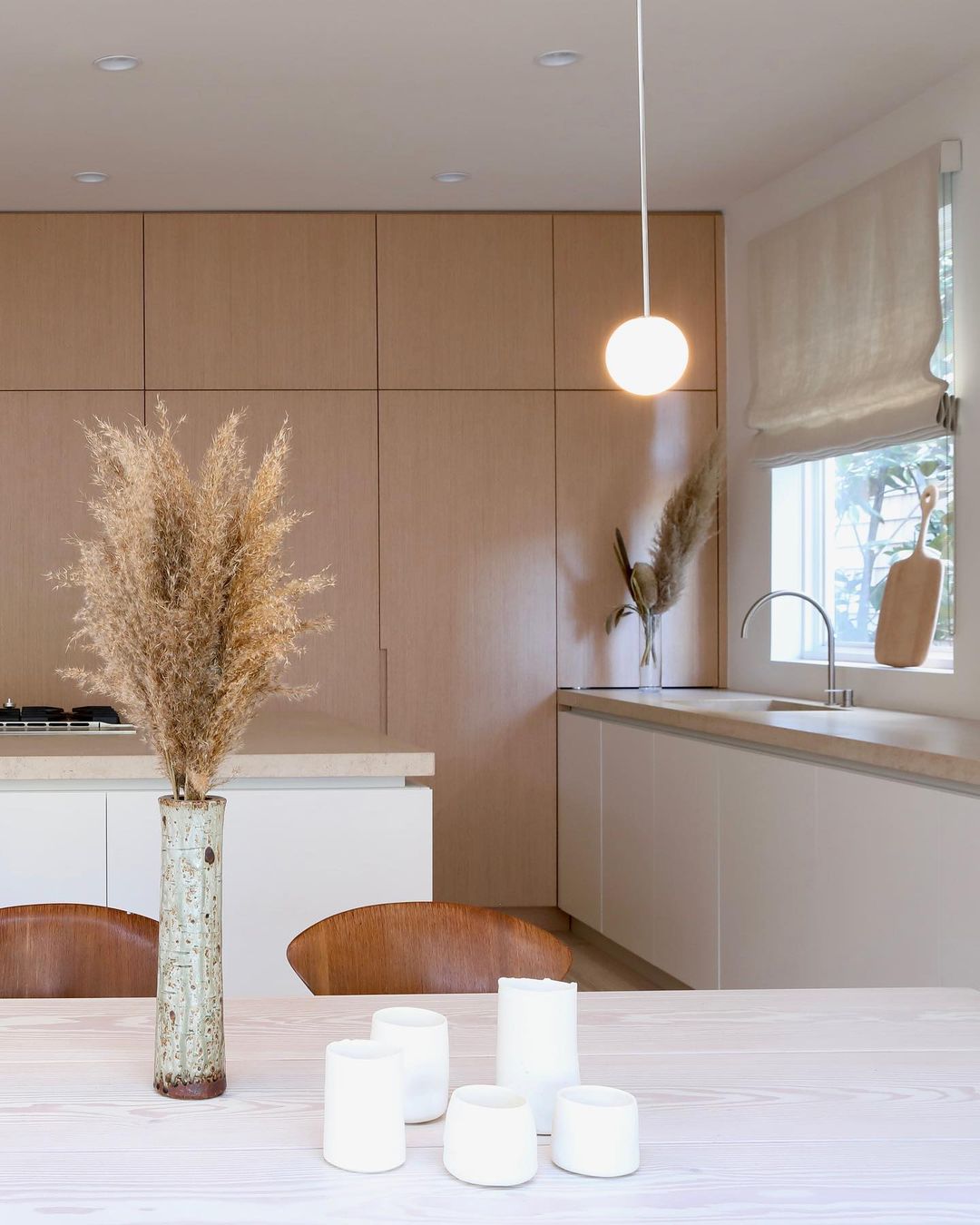 Brass Pendant Lamp | Mouth-Blown Opal Glass, Adjustable Height & Ideal for Modern Indoor Spaces