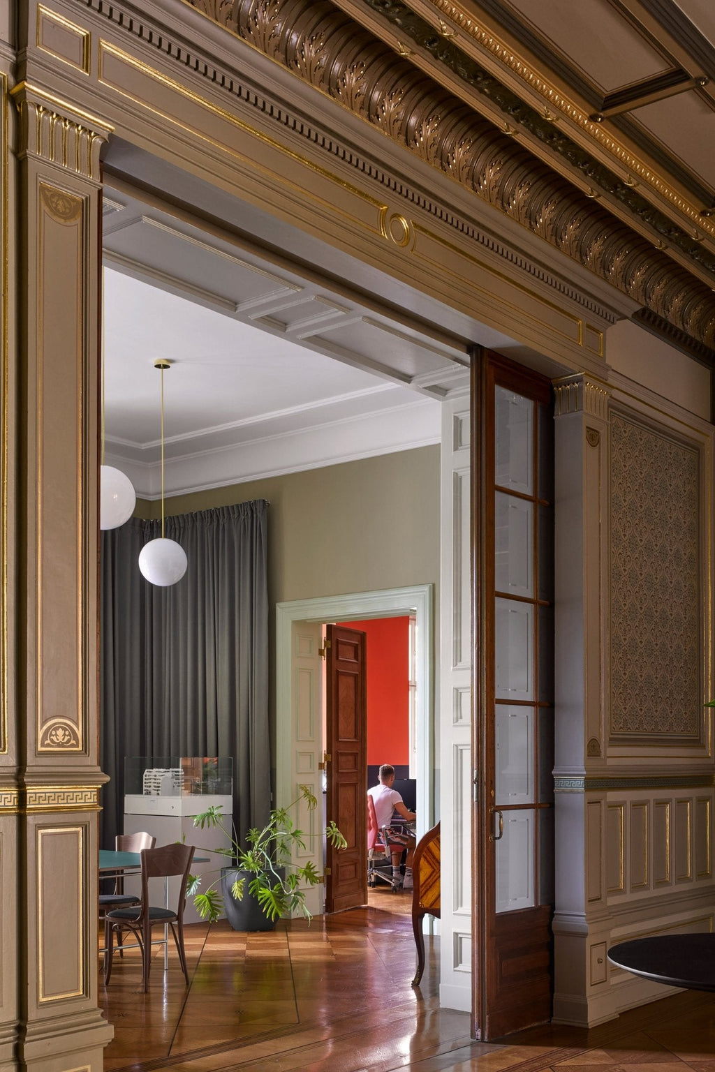 Brass Pendant Lamp | Mouth-Blown Opal Glass, Adjustable Height & Ideal for Modern Indoor Spaces