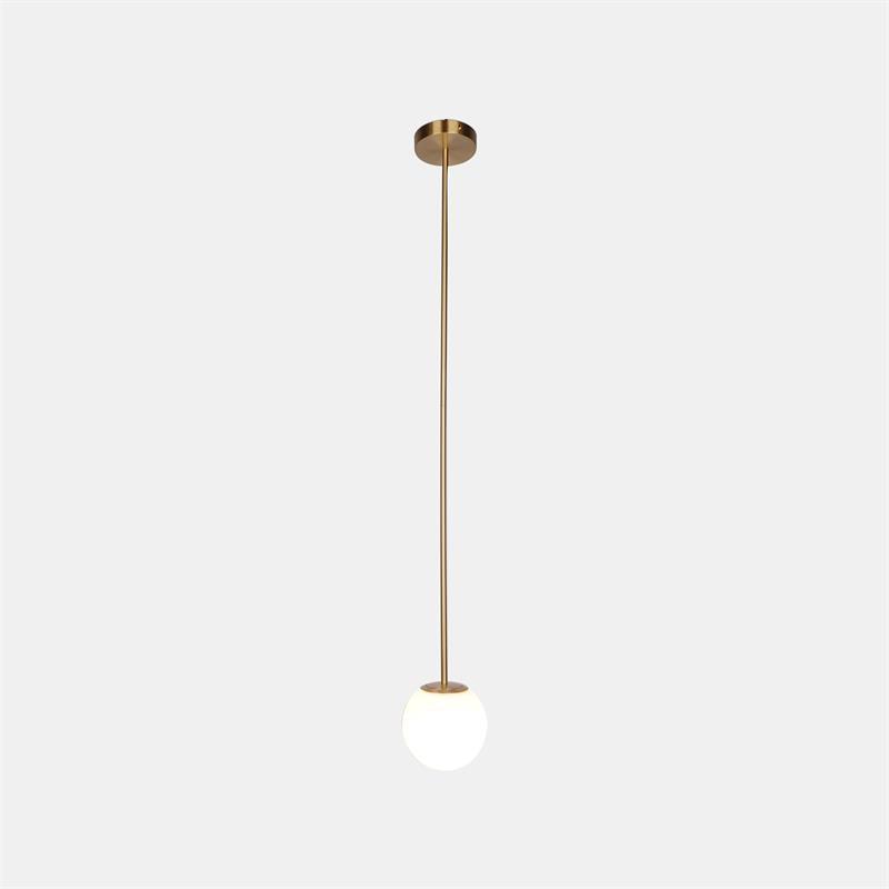 Brass Pendant Lamp | Mouth-Blown Opal Glass, Adjustable Height & Ideal for Modern Indoor Spaces
