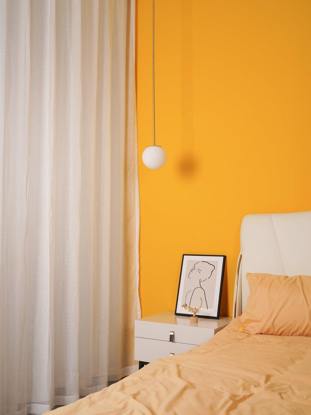 Brass Pendant Lamp | Mouth-Blown Opal Glass, Adjustable Height & Ideal for Modern Indoor Spaces