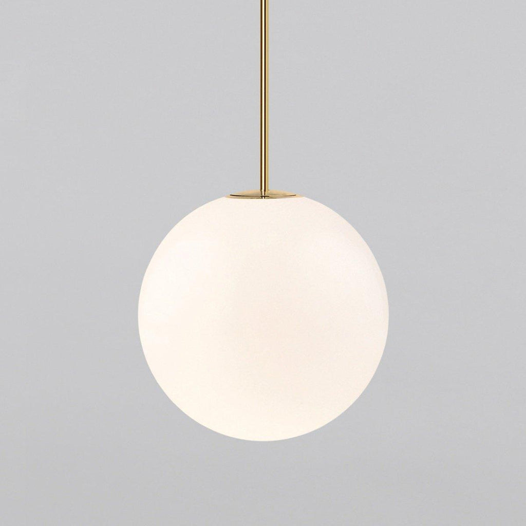 Brass Pendant Lamp | Mouth-Blown Opal Glass, Adjustable Height & Ideal for Modern Indoor Spaces