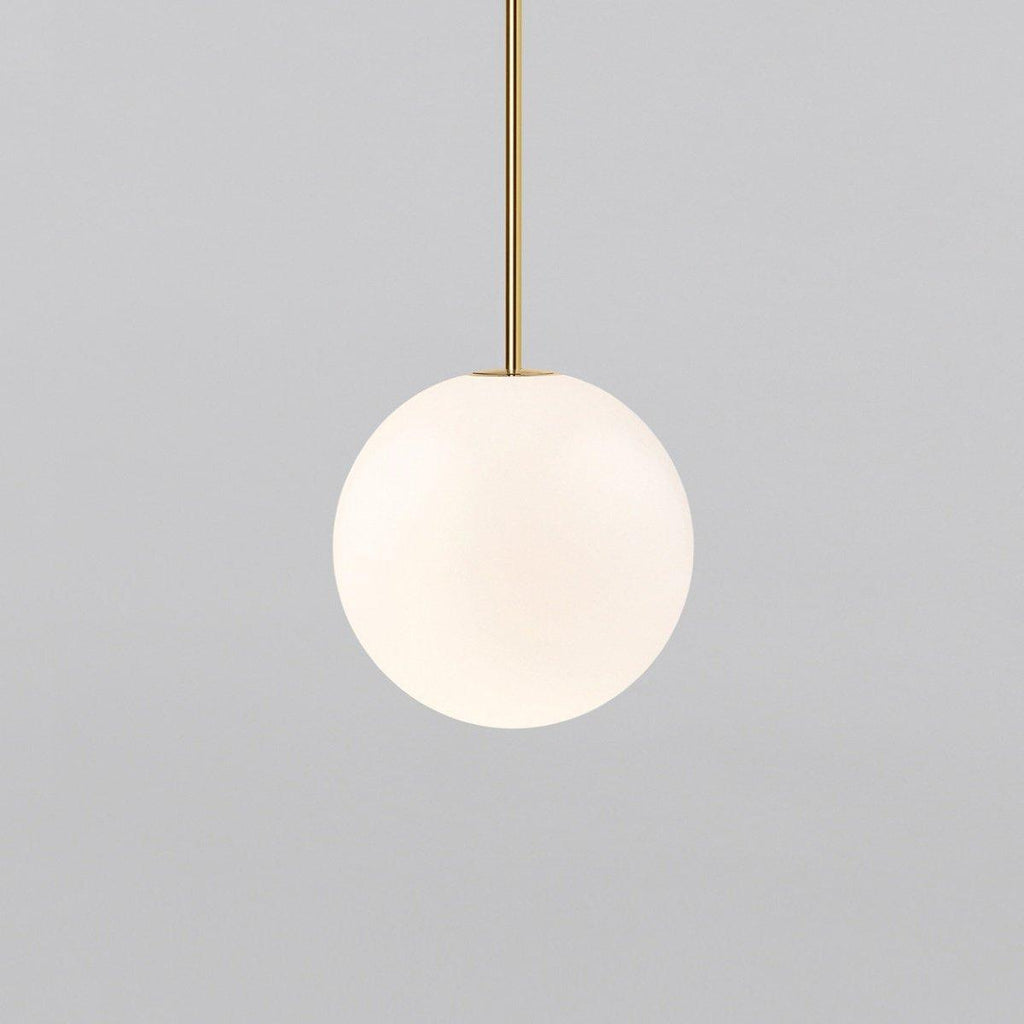 Brass Pendant Lamp | Mouth-Blown Opal Glass, Adjustable Height & Ideal for Modern Indoor Spaces