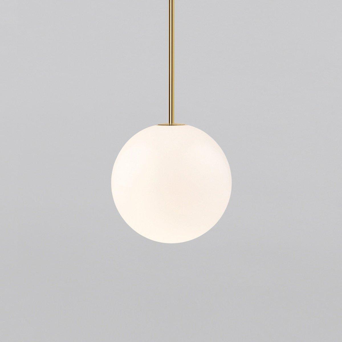 Brass Pendant Lamp | Mouth-Blown Opal Glass, Adjustable Height & Ideal for Modern Indoor Spaces
