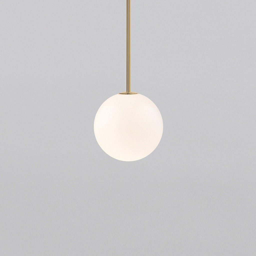 Brass Pendant Lamp | Mouth-Blown Opal Glass, Adjustable Height & Ideal for Modern Indoor Spaces