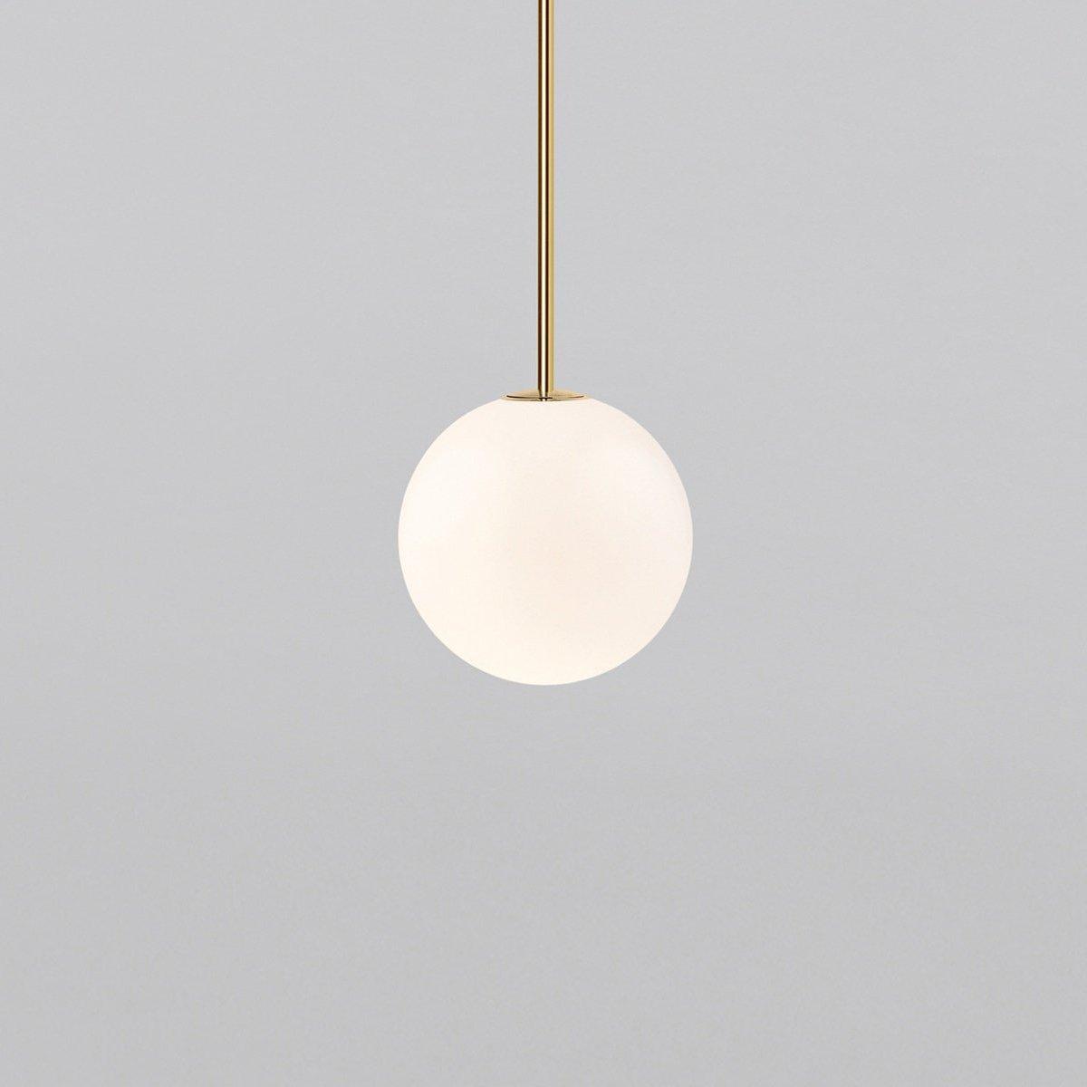 Brass Pendant Lamp | Mouth-Blown Opal Glass, Adjustable Height & Ideal for Modern Indoor Spaces
