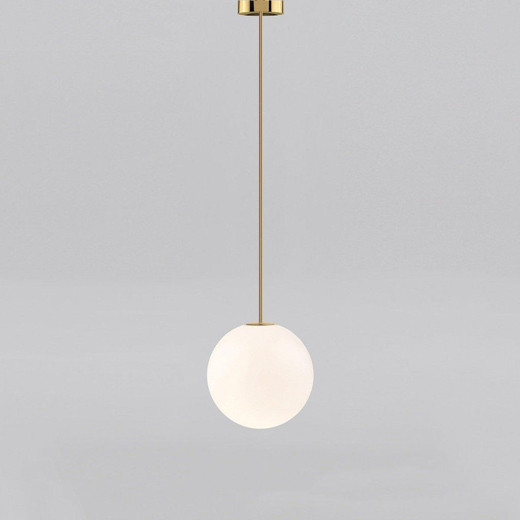 Brass Pendant Lamp | Mouth-Blown Opal Glass, Adjustable Height & Ideal for Modern Indoor Spaces