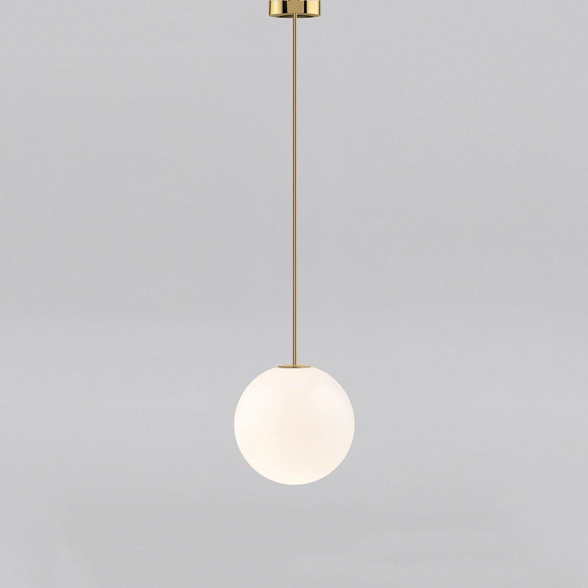 Brass Pendant Lamp | Mouth-Blown Opal Glass, Adjustable Height & Ideal for Modern Indoor Spaces