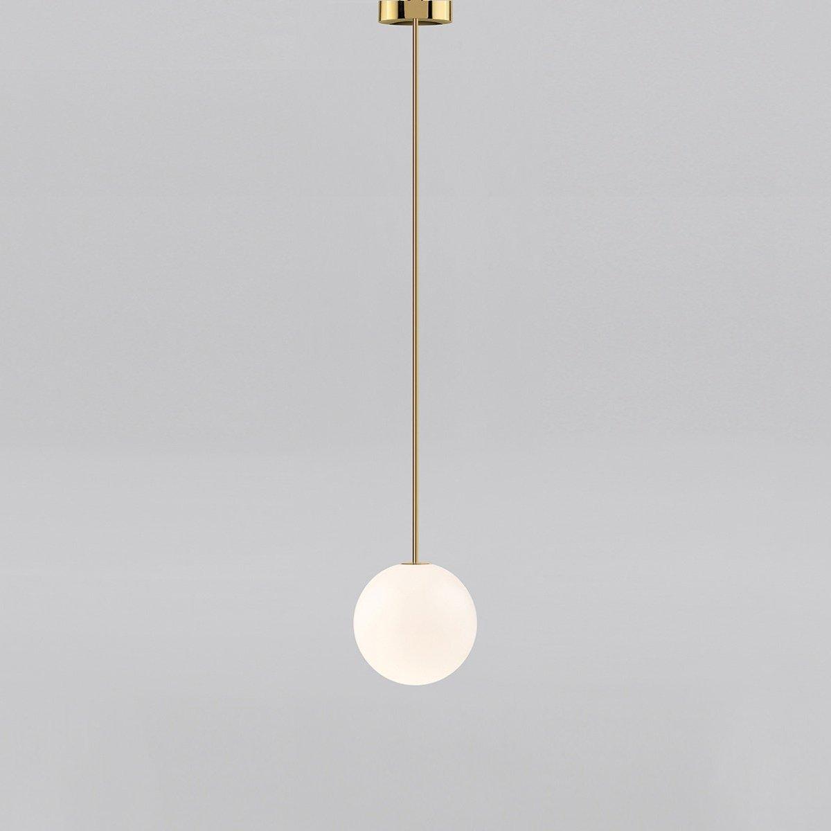 Brass Pendant Lamp | Mouth-Blown Opal Glass, Adjustable Height & Ideal for Modern Indoor Spaces