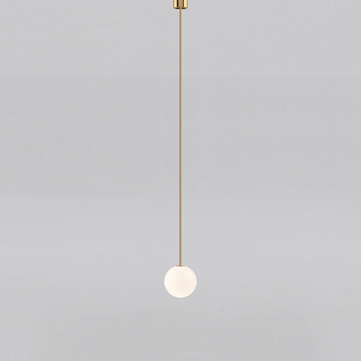 Brass Pendant Lamp | Mouth-Blown Opal Glass, Adjustable Height & Ideal for Modern Indoor Spaces