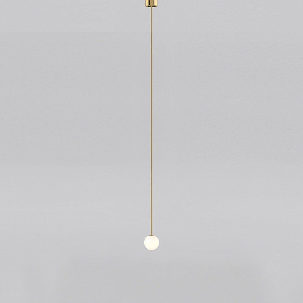 Brass Pendant Lamp | Mouth-Blown Opal Glass, Adjustable Height & Ideal for Modern Indoor Spaces