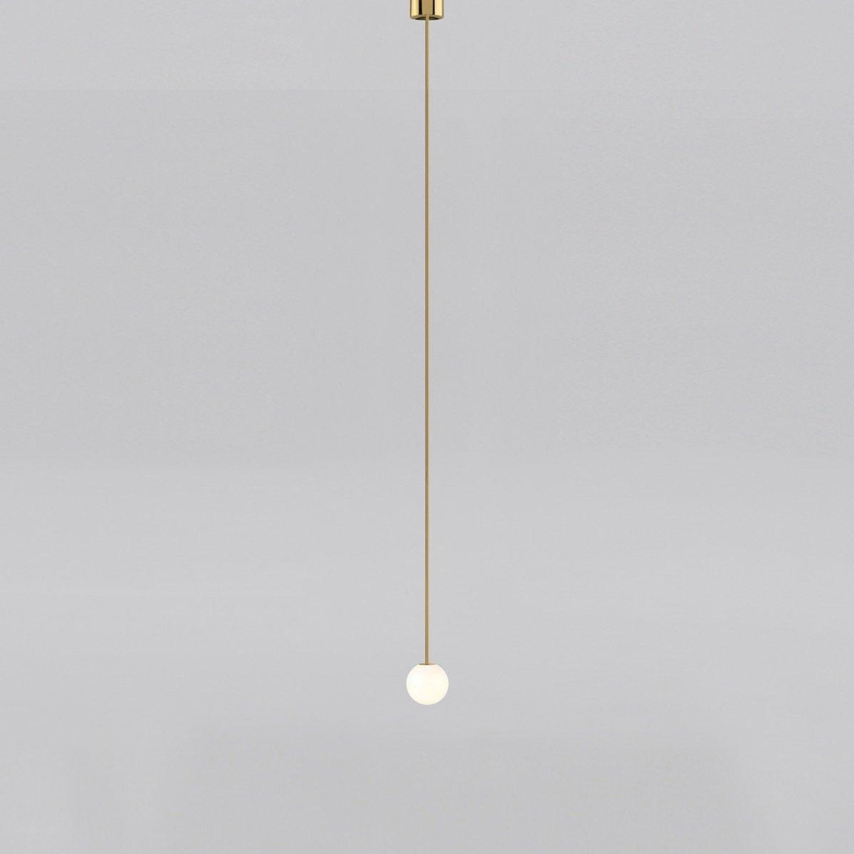 Brass Pendant Lamp | Mouth-Blown Opal Glass, Adjustable Height & Ideal for Modern Indoor Spaces