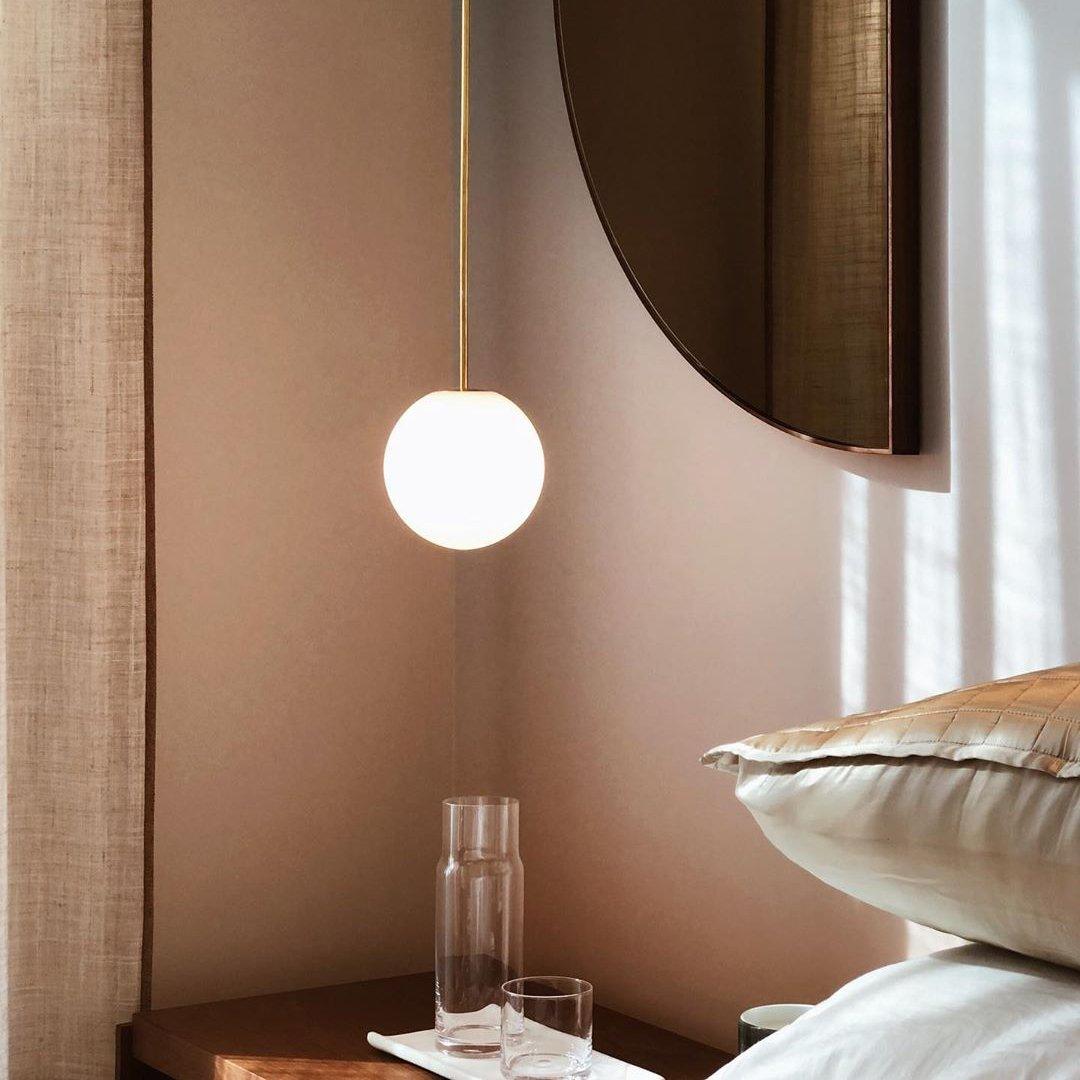 Brass Pendant Lamp | Mouth-Blown Opal Glass, Adjustable Height & Ideal for Modern Indoor Spaces
