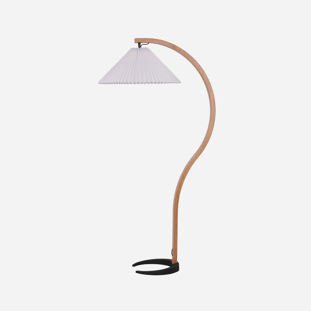 Scandinavian Floor Lamp | Beech Wood & Linen Shade in White, Beige, or Coffee for Modern Indoor Spaces