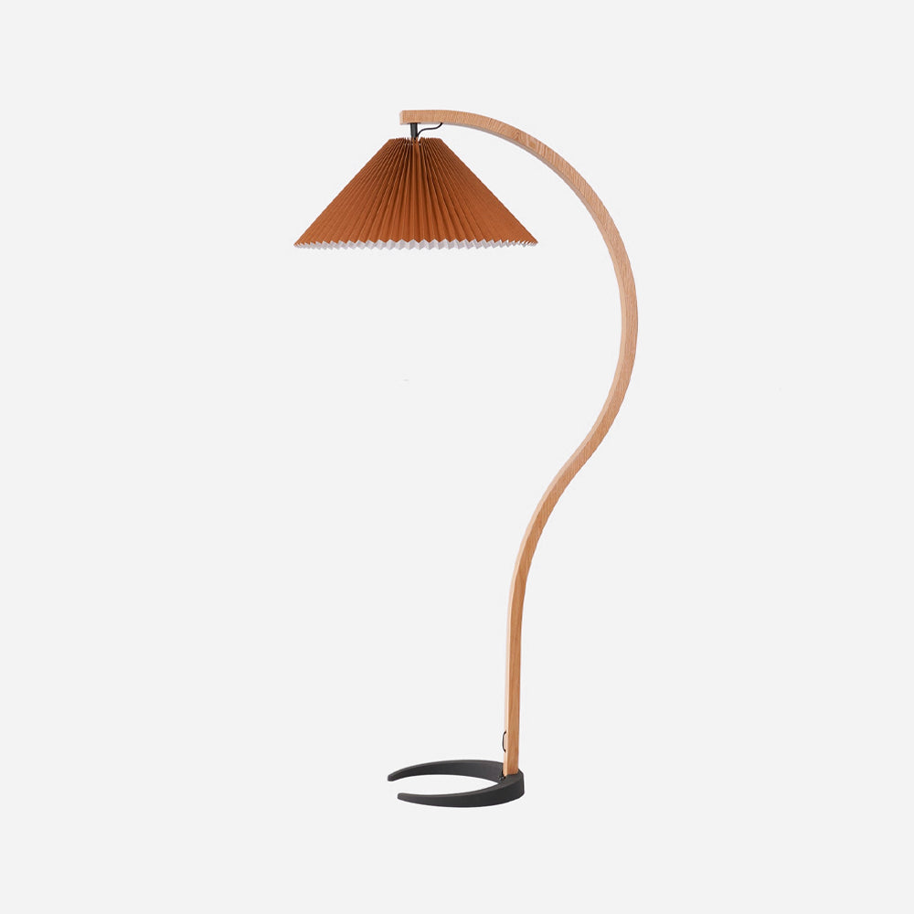 Scandinavian Floor Lamp | Beech Wood & Linen Shade in White, Beige, or Coffee for Modern Indoor Spaces