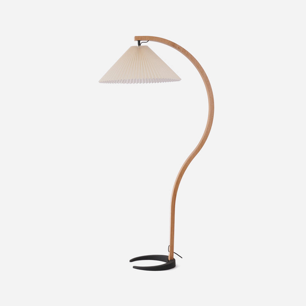 Scandinavian Floor Lamp | Beech Wood & Linen Shade in White, Beige, or Coffee for Modern Indoor Spaces