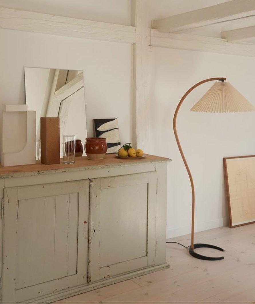 Scandinavian Floor Lamp | Beech Wood & Linen Shade in White, Beige, or Coffee for Modern Indoor Spaces