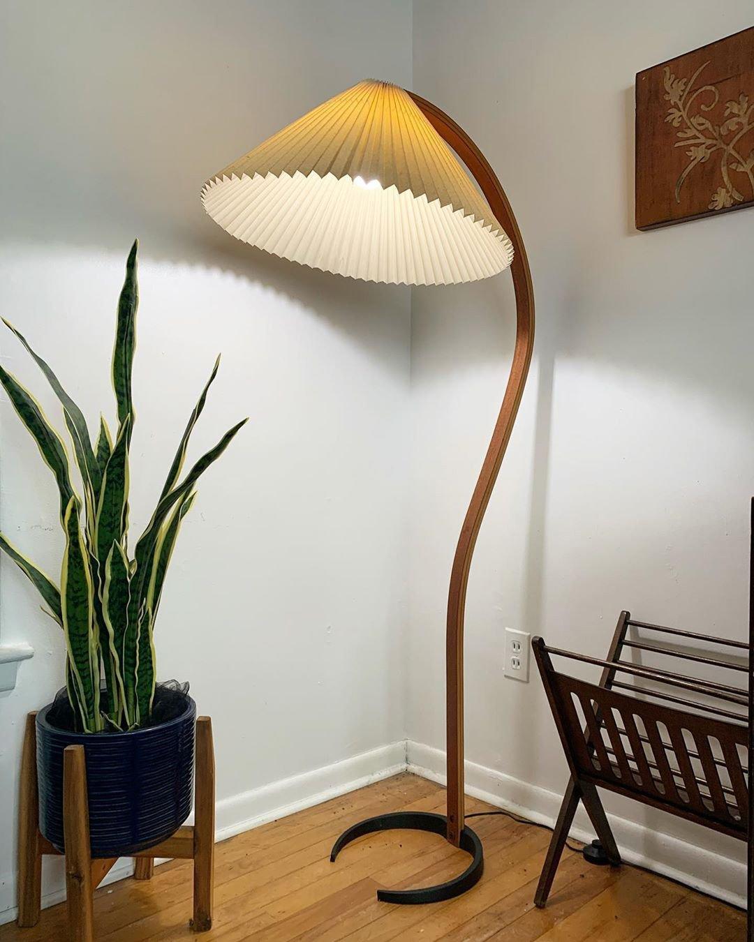 Scandinavian Floor Lamp | Beech Wood & Linen Shade in White, Beige, or Coffee for Modern Indoor Spaces