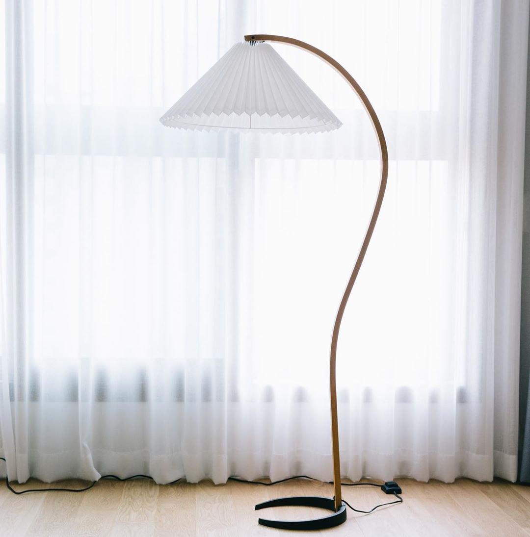 Scandinavian Floor Lamp | Beech Wood & Linen Shade in White, Beige, or Coffee for Modern Indoor Spaces