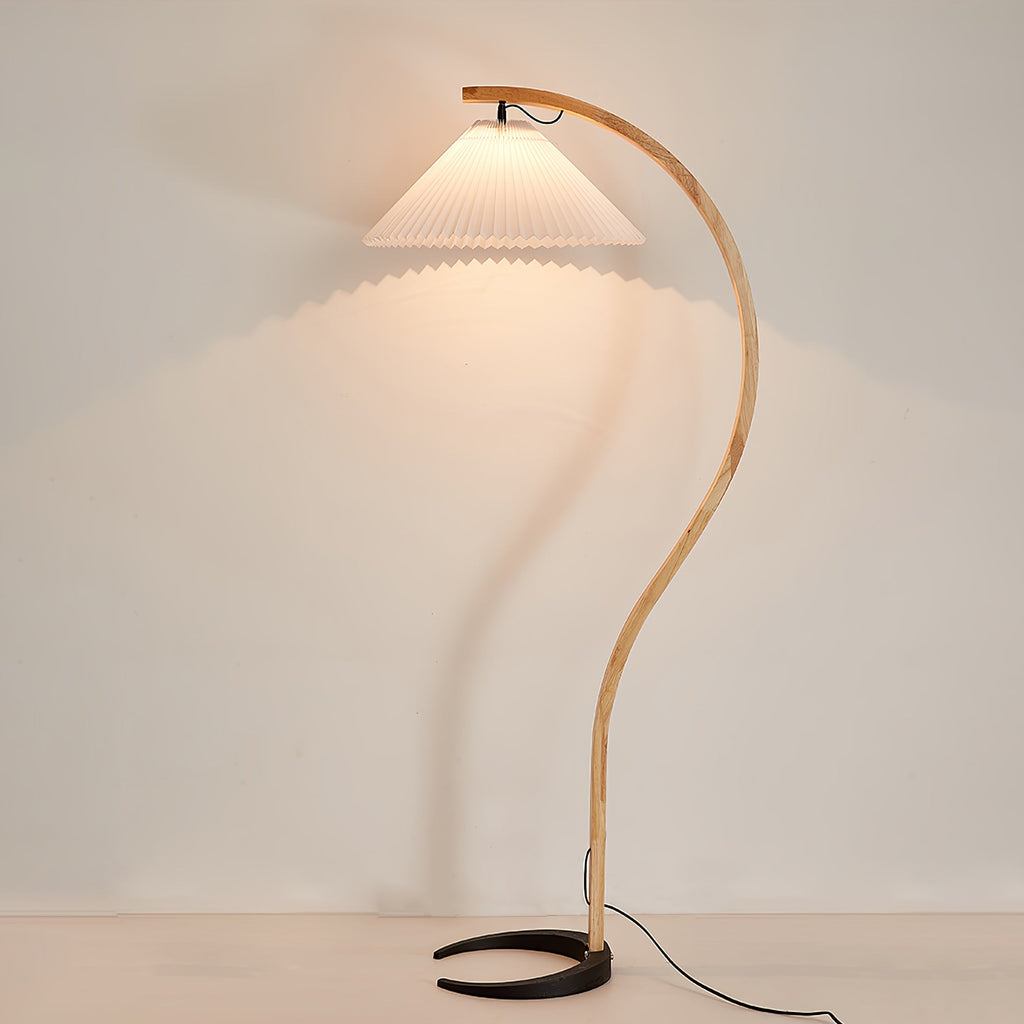 Scandinavian Floor Lamp | Beech Wood & Linen Shade in White, Beige, or Coffee for Modern Indoor Spaces