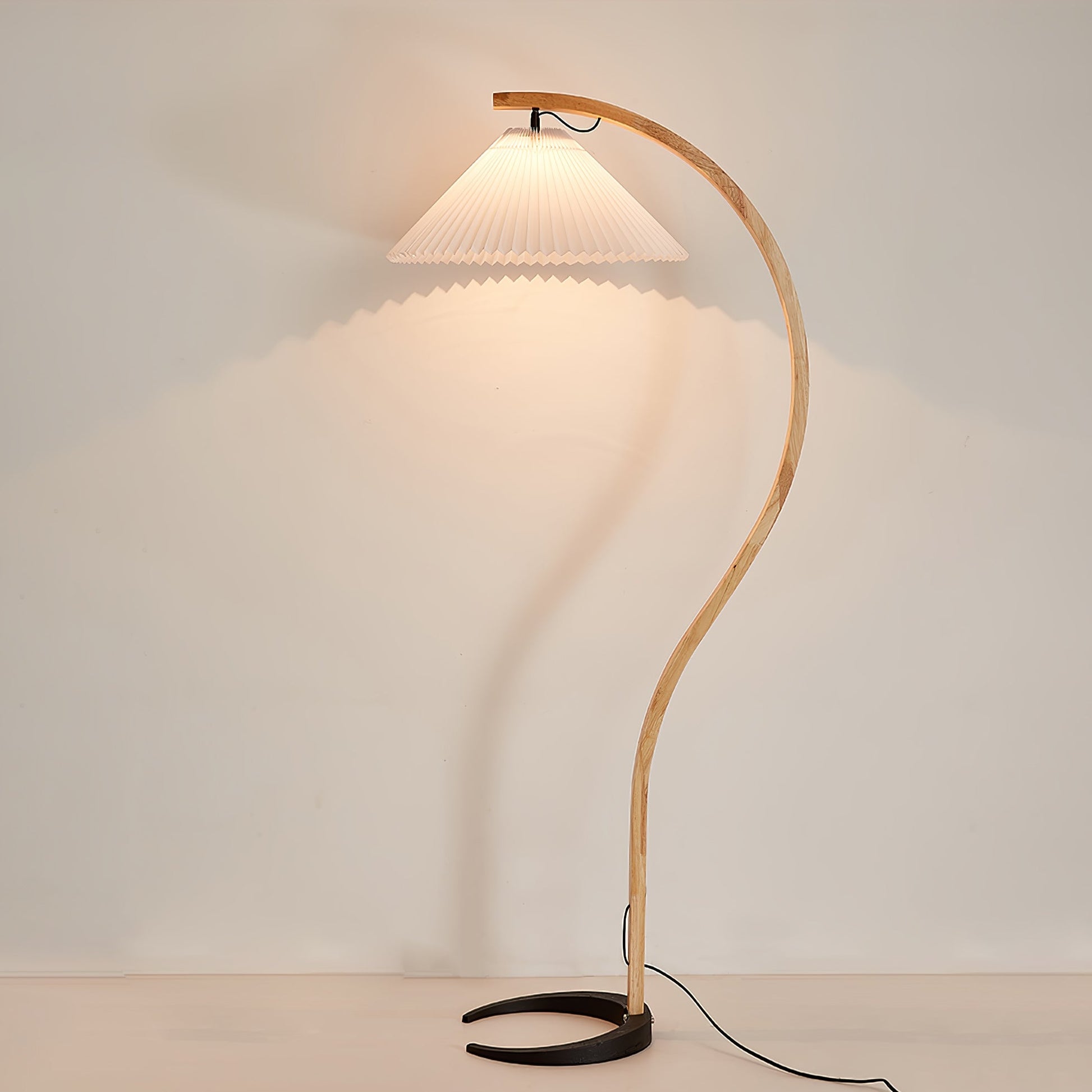 Scandinavian Floor Lamp | Beech Wood & Linen Shade in White, Beige, or Coffee for Modern Indoor Spaces