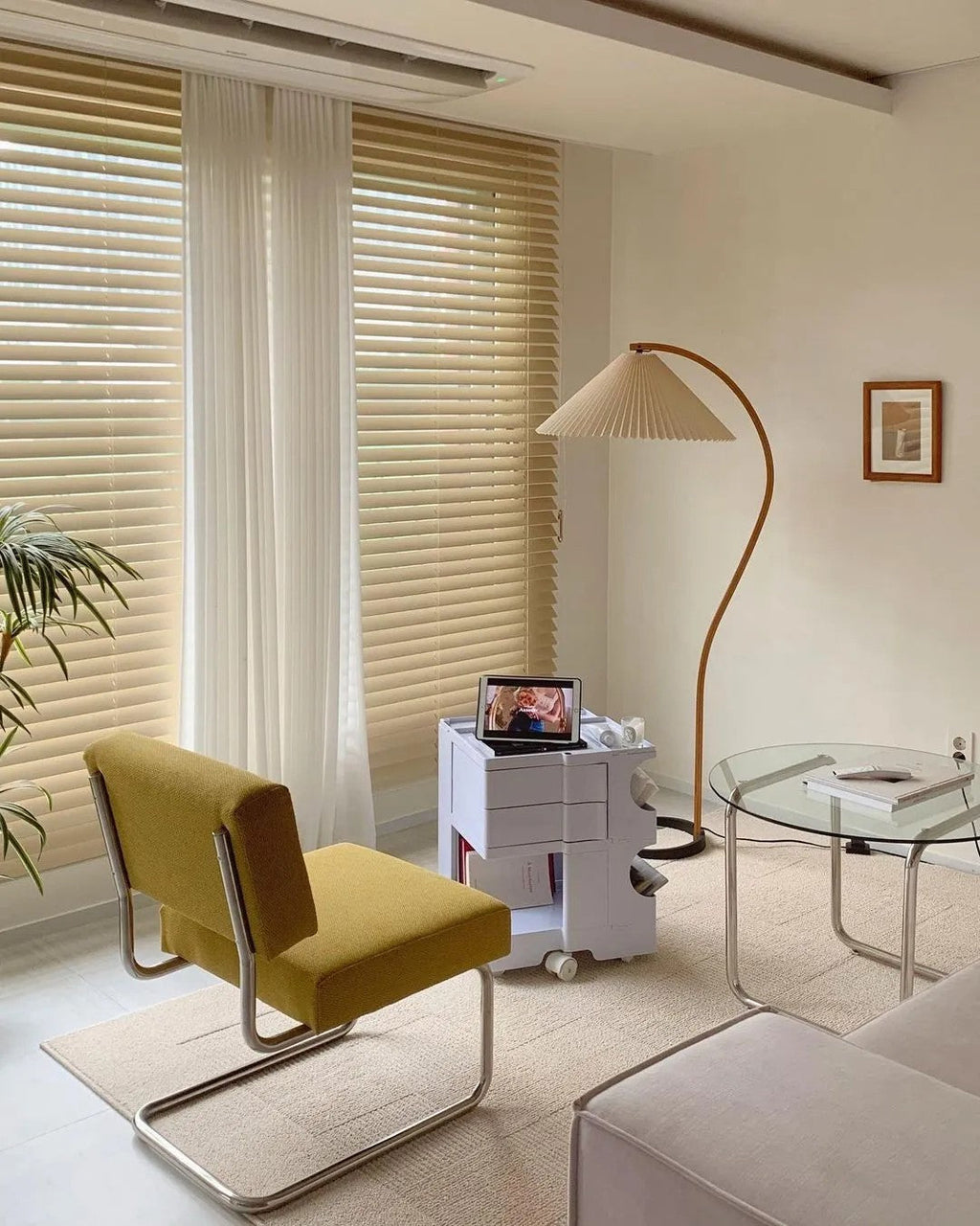 Scandinavian Floor Lamp | Beech Wood & Linen Shade in White, Beige, or Coffee for Modern Indoor Spaces