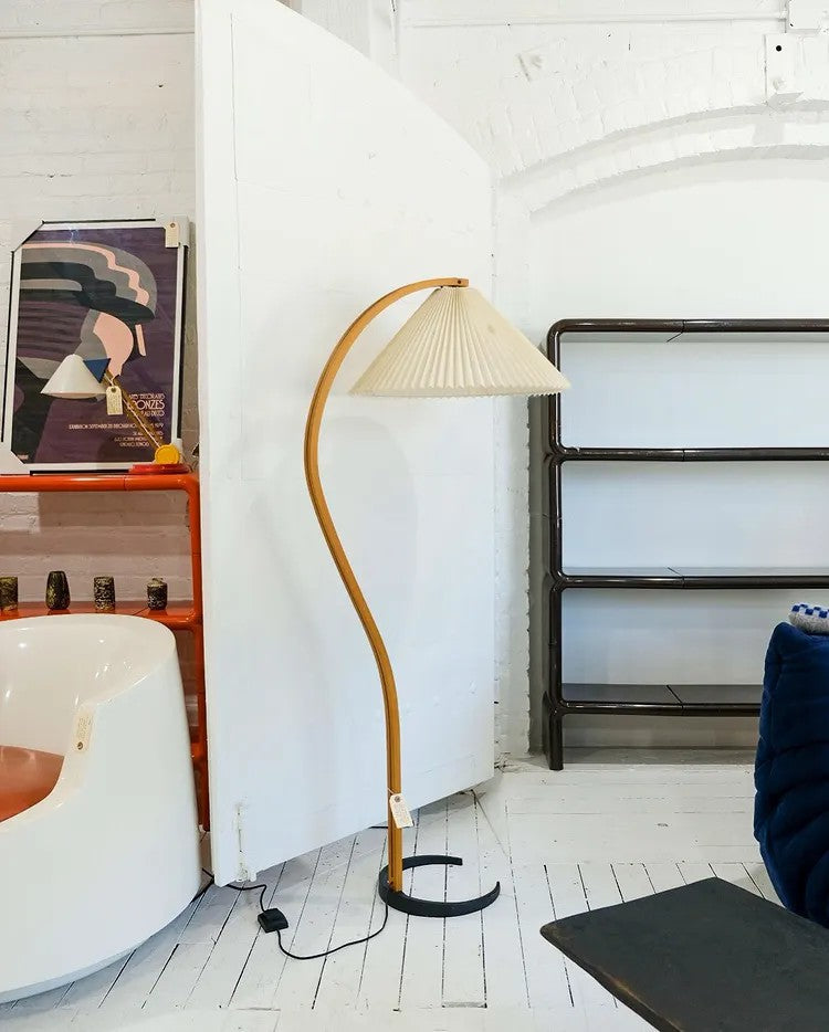 Scandinavian Floor Lamp | Beech Wood & Linen Shade in White, Beige, or Coffee for Modern Indoor Spaces