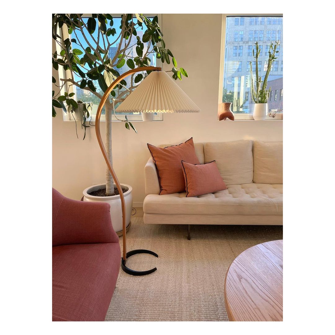 Scandinavian Floor Lamp | Beech Wood & Linen Shade in White, Beige, or Coffee for Modern Indoor Spaces